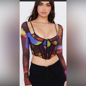 HOUSE OF CB Mischa Ptinted Long Sleeve Corset size M